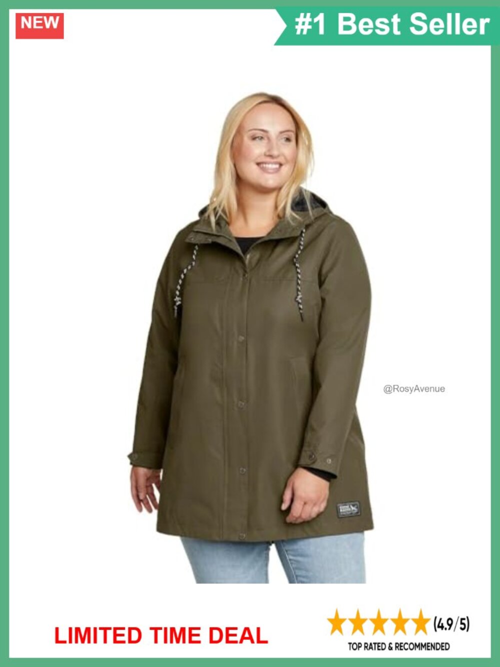 Waterproof Hooded Rain Parka Plus Fit Cold Weather Coat